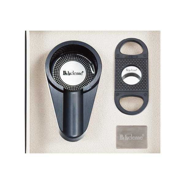 Black Metallic Cutter & Ashtray Set