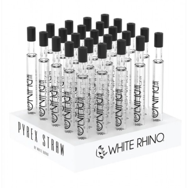 WHITE RHINO Pyrex V2 Dab Straw w/Silicone Cap 25pk