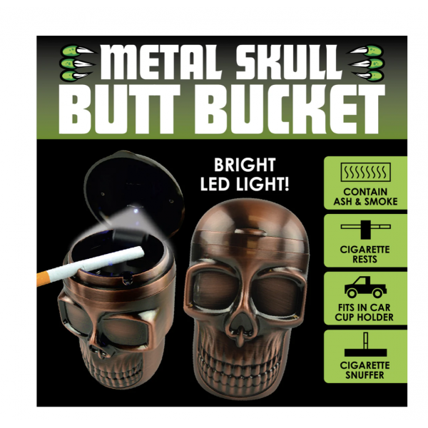 Ashtray Skull Butt Bucket Metal 6pk