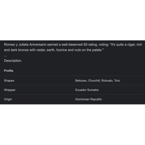 Romeo Y Julieta Aniversario Churchill 28/Bx