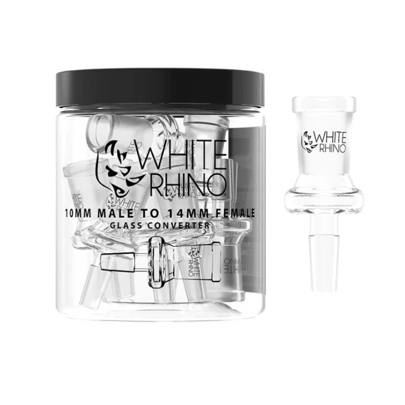 White Rhino 10MM MALE TO 14MM FEMALE GLASS CONVERTER - 10 COUNT JAR