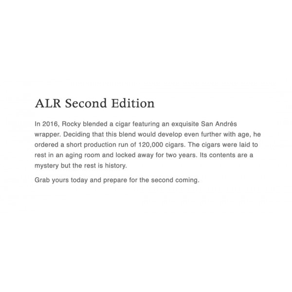 Rocky Patel A.L.R. 2nd Edition Robusto 20/bx