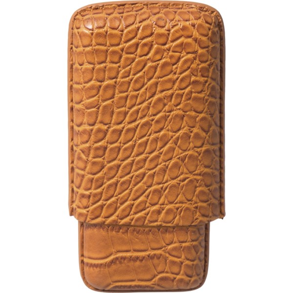 P/U Leather Brown Cigar Case (2477L) Holds 3 Cigars