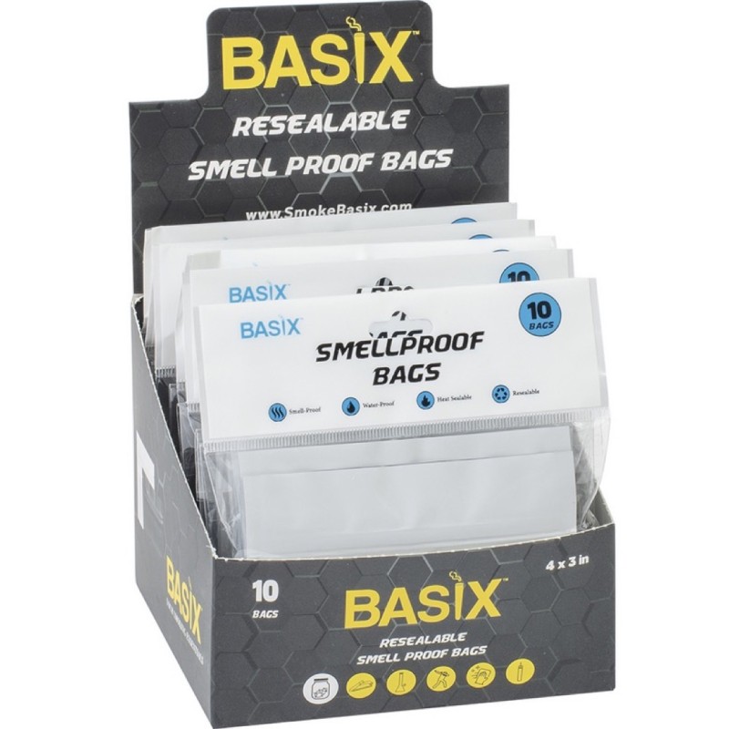 Basix Resealable Smellproof 4X3 Bags 10PK