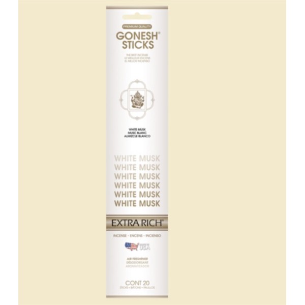 Gonesh Stick White Package 4PK of 20 Incense
