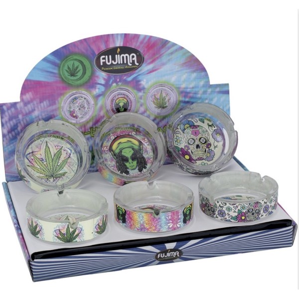 Glow In The Dark Glass Ashtray (GA42) 6CT