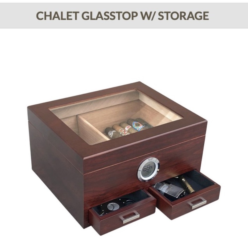 Chalet Humidor W/ Glass Top 50CT