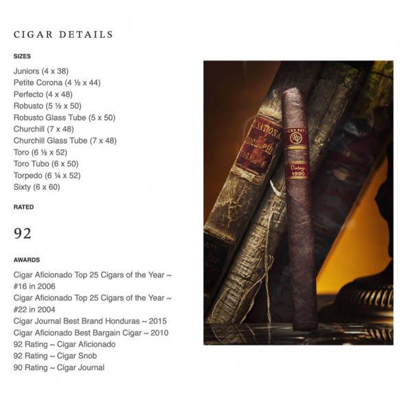 Rocky Patel Vintage 1990 Aged 12YR Deluxe Toro 10/BX
