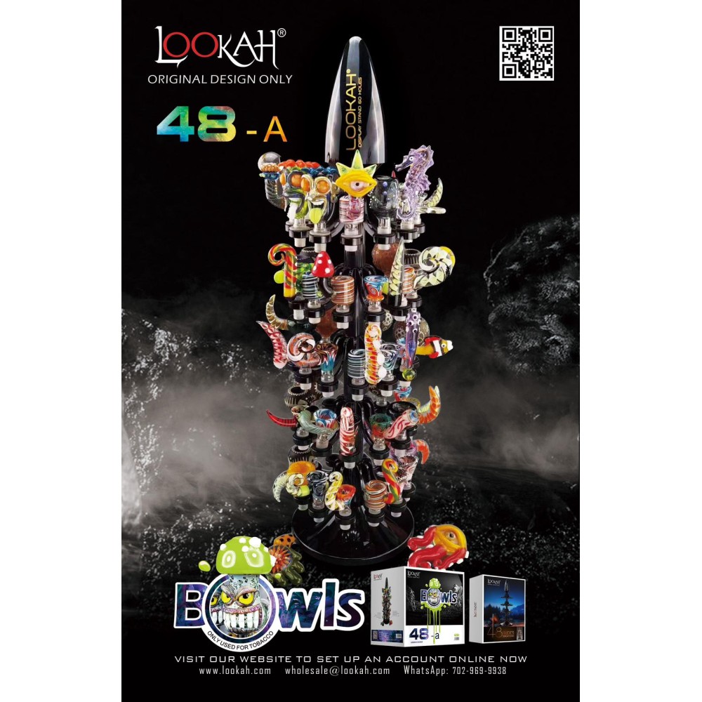 A - Lookah Glass Bowls 48pc with display