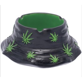 Black & Green Leaf Bucket Hat Ashtray (LT242)