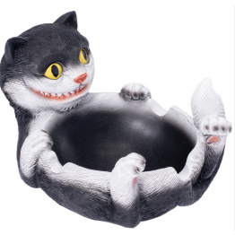 Trippy Cat Polystone Ashtray (LT206BK)