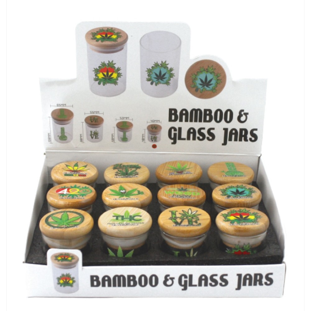 Glass Stash Jar Bamboo (GS30469) 12pk