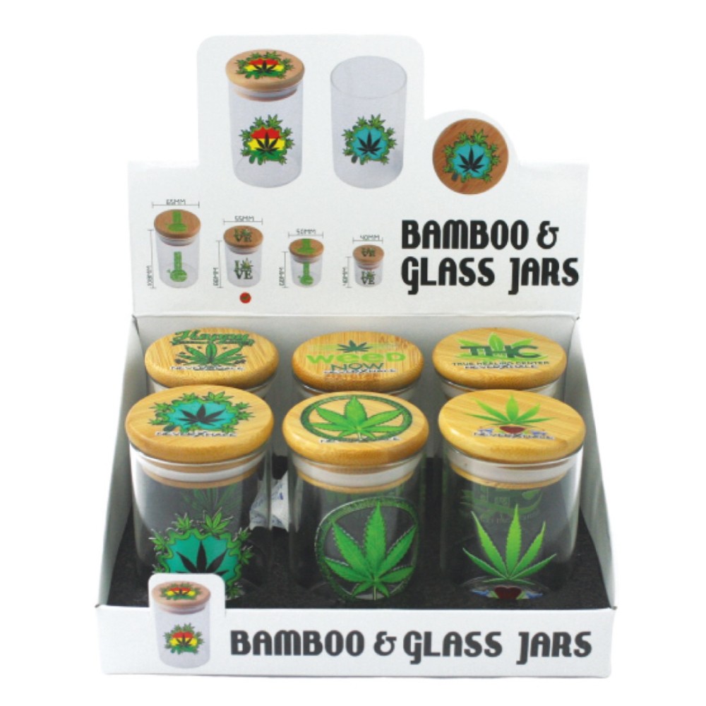 Glass Stash Jar Bamboo (GS30471-2) 6PK