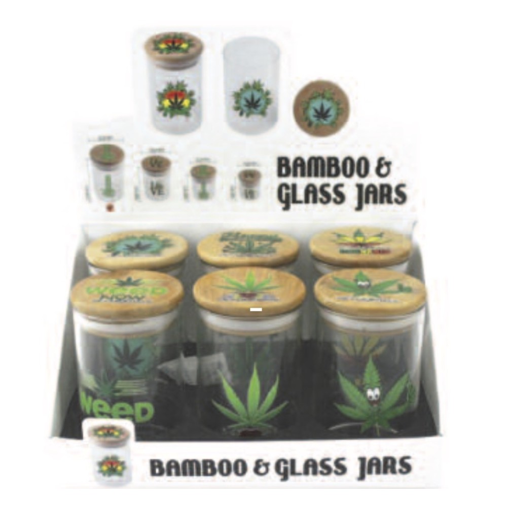 Glass Stash Jar Bamboo (GS30472-2) 6PK