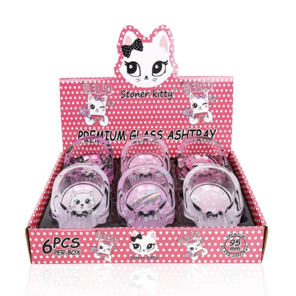 Premium Glass Ashtray Stoner Kitty 6CT