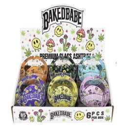 Premium Glass Ashtray Baked Babe 6CT