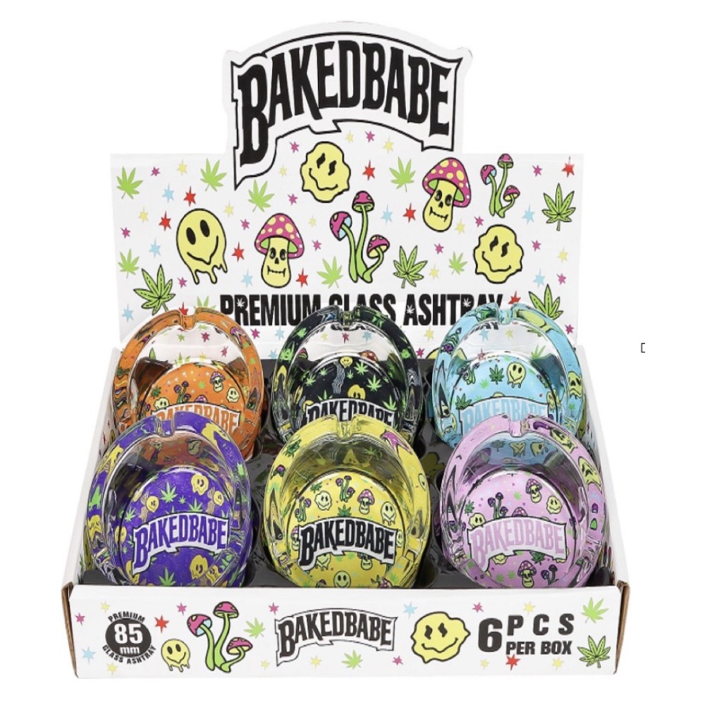 Premium Glass Ashtray Baked Babe 6CT